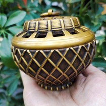 Antique copper collection brass lantern incense furnace household indoor incense furnace woven furnace wire fragrance furnace
