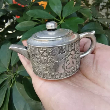 NW640312 中国骨董品 銅制 極細工『白銅真珠壺』 風水開運 古賞物