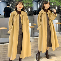 Pregnant women spring and autumn 2021 new long knee fashion loose Korean temperament thin size windbreaker coat