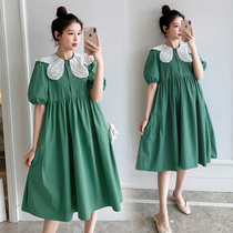 Pregnant women summer suit summer dress gentle European and American style doll collar new fashion breast feeding large size skirt