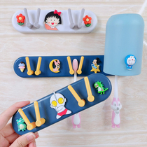 Cute toothbrush holder non-perforated wall-mounted toilet bathroom couple double children put toothbrush cup holder