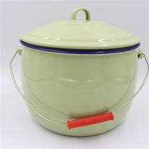 Thickened enamel carrying pot with lid enamel bucket enamel large soup pot herbal tea bucket rice bucket storage bucket multi-purpose bucket