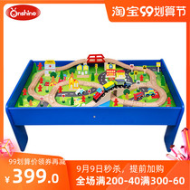 Onshine puzzle children disassembly wooden 90 pieces track roller coaster toy game table compatible small train