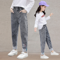 Girls pants autumn jeans wear foreign-born childrens autumn trousers childrens spring and autumn clothes Korean casual pants