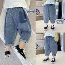 Boys jeans 2021 Autumn New Korean baby Joker loose casual pants small children foreign-style long pants