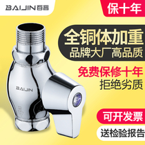 Baijin copper squat toilet flush valve Hand press type quick open stool flushing valve switch toilet urinal squat pit