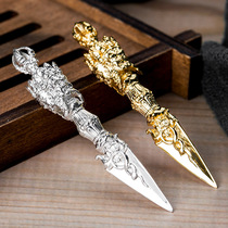 Silver Artisanal Diamond Pestle Silver Plagiarine Gold Three Sides Pubakong Pestle Poubakong Peg With Carry-on Pendant