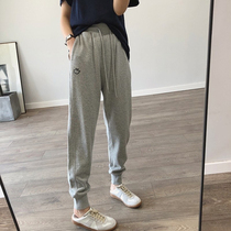 Gray sweatpants women cotton large size loose casual tie pants new summer thin Haren pants spring and autumn pants