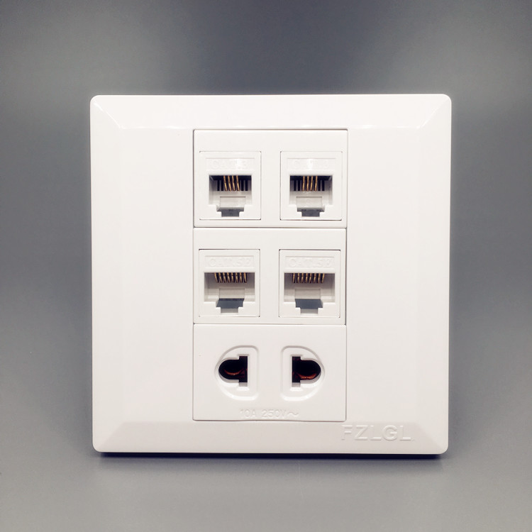 Double telephone, double computer, two sockets, two-digit, double telephone interface network information, two-hole switch panel 86
