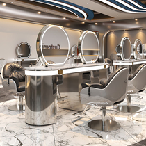 Rechargeable barber shop mirror table hair salon ironing table dedicated floor-to-ceiling haircut mirror marble factory direct sales
