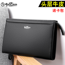 New mens handbags genuine leather handbags for mens head layer of cow leather envelope packs large-capacity hand grip bag clips for leisure boomers