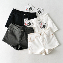 White denim shorts womens summer loose Korean version high waist stretch straight tube wild thin legs long wide legs hot pants