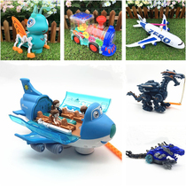 Mid-Autumn Festival Childrens Lantern Portable Lantern Music Electric Cartoon Toy Universal Robot Aircraft Spray Dinosaur