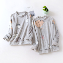 One piece top couple pajamas autumn winter coral fleece ladies plus flannel spring and autumn mens loungewear winter