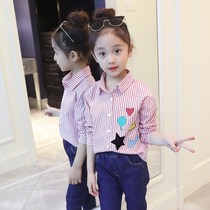 Girl Shirt Spring Autumn 2022 New Childrens Clothing Children Pure Cotton Korean Version Foreign Air Long Sleeve Shirt With Big Child Blouses