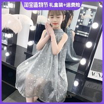 Korean girls dress summer dress 2020 new childrens dress Western princess dress big child yarn dress little girl skirt