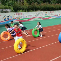 Kindergarten sensory toy plastic inflatable soft tire Children Outdoor color tire swimming ring