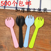 Plastic disposable spoon fruit fork cake fork spoon separate dessert spoon fruit fishing fork ice cream sweet potato spoon