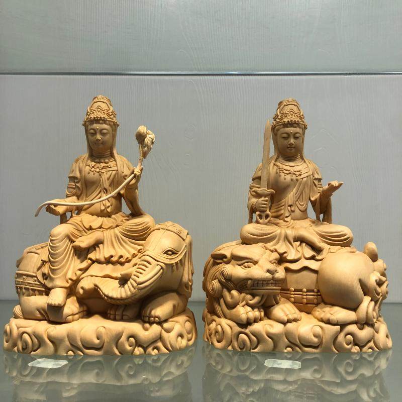 古風手作☆ 普賢菩薩像 木彫り 仏像☆招財開運☆鎮宅辟邪☆精密細工