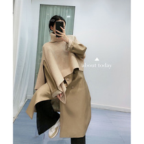 Autumn and winter irregular cloak high collar shawl shawl female Korean version of coat sweater pullover knitted jacket thickened scarf