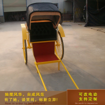 Antique manpower rickshaw passenger scenic spot rickshaw rickshaw people pull car video props photography wedding hotel