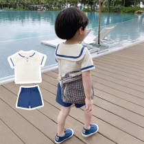 Boy short sleeve net red suit Summer handsome baby Childrens children foreign air boy baby summer clothing wave dress clothes