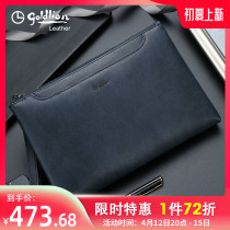 Kinley comes to mens bag 2020 new mens hands with bag retro business envelope Baotou Bull Leather Fashion Hand Bag Tide