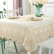 pvc table cloth waterproof and oil-proof disposable anti-hot table mat lace rectangular plastic coffee table tablecloth household tablecloth