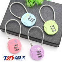 Cute cartoon code lock metal wire cable can lock multiple zippers air travel trolley case computer bag lock