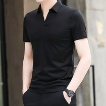 Hong Kong pop brand ice silk V-neck short-sleeved T-shirt mens summer has led the ice sense of mens polo shirt business casual mens clothing