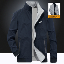 2021 spring and autumn Nike mens double-faced jacket jacket breathable loose wild stand-up collar sports windbreaker men