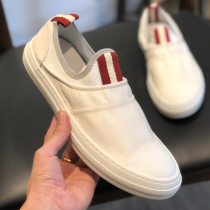 European station lazy shoes summer new leather one pedal white feet small white shoes men's casual fashion brand loafers