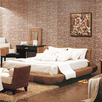 HC105 rattan bed Real rattan furniture rattan bed Southeast Asian style plant rattan double bed personality furniture