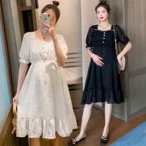  Gentle wind maternity dress Summer fashion style Western style net red loose plus size short-sleeved mid-length spicy mom skirt
