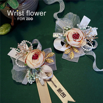 Mori high-end wedding bride groom wrist flower corsage wedding dress accessories bridesmaid best man wedding dress flower