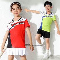 Childrens badminton suit set mens and womens short sleeve sportswear short skirt breathable table tennis suit quick-drying Jersey customization