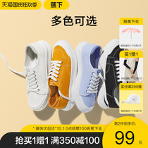 Banana canvas shoes womens new low-end casual white shoes Joker ins sports shoes thick-soled black board shoes