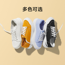  Banana canvas shoes womens new low-top casual white shoes all-match ins sports shoes thick-soled height-increasing black board shoes