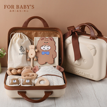 Baby gift box set for men and women Baby Bear set wood toy organic cotton suitcase spring and autumn winter gift