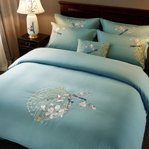 Ivey home textile bed four-piece set cotton pure cotton 60 long-staple cotton New Chinese bedding sheet duvet cover summer