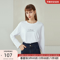 Fan Si Lanen 213154 Joker Letter Print T-Shirt Womens 2021 Autumn New Long Sleeve Casual Round Neck Top