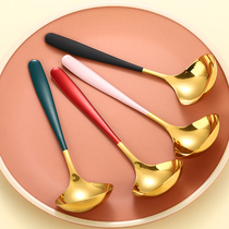 304 stainless steel mesh red soup spoon household soup large soup Korean long handle spoon deepened snail powder spoon