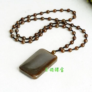 天然和田玉 糖料 山水雕刻 精工雕刻玉石ペンダントトップ 和闐玉ほー 