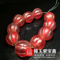Ming and Qing Antiques Antique old collection Old glass pumpkin beads bracelet Old beads Hand string Buddha beads Round beads Evil spirits jewelry