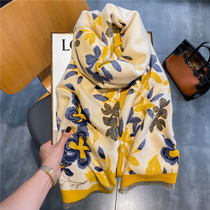 Premium cashmere scarf women 2021 Winter new warm shawl dual use sweet long printing wild bib tide