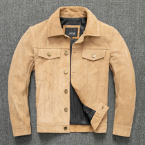 Special price to pick up the second floor Anti-suede cow leather Leather Leather Clothing Mens Denim Leather Jacket Fall for a short leather jacket