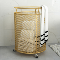 Nordic ins style simple dirty clothes basket wrought iron storage basket Household light luxury dirty clothes storage basket Bathroom laundry basket