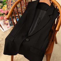 Giant beauty giant temperament heavy acetate small suit vest short jacket female black sleeveless vest suit horse clip