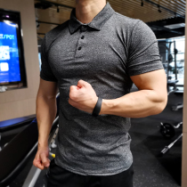Fitness suit Mens summer speed dry breathable elastic tight fit for running training T-shirt Sport capsized short sleeve POLO shirt