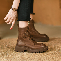 Full of pull style ~ the more I look at it the more I like @ leather Martin boots female side zipper English style retro booties single boots